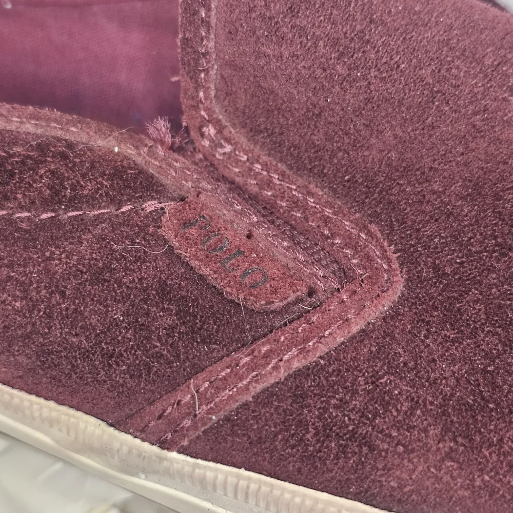 Polo Ralph Lauren Vaughn Shoes - Men's Size 10 - Burgundy Suede Slip-On Sneakers